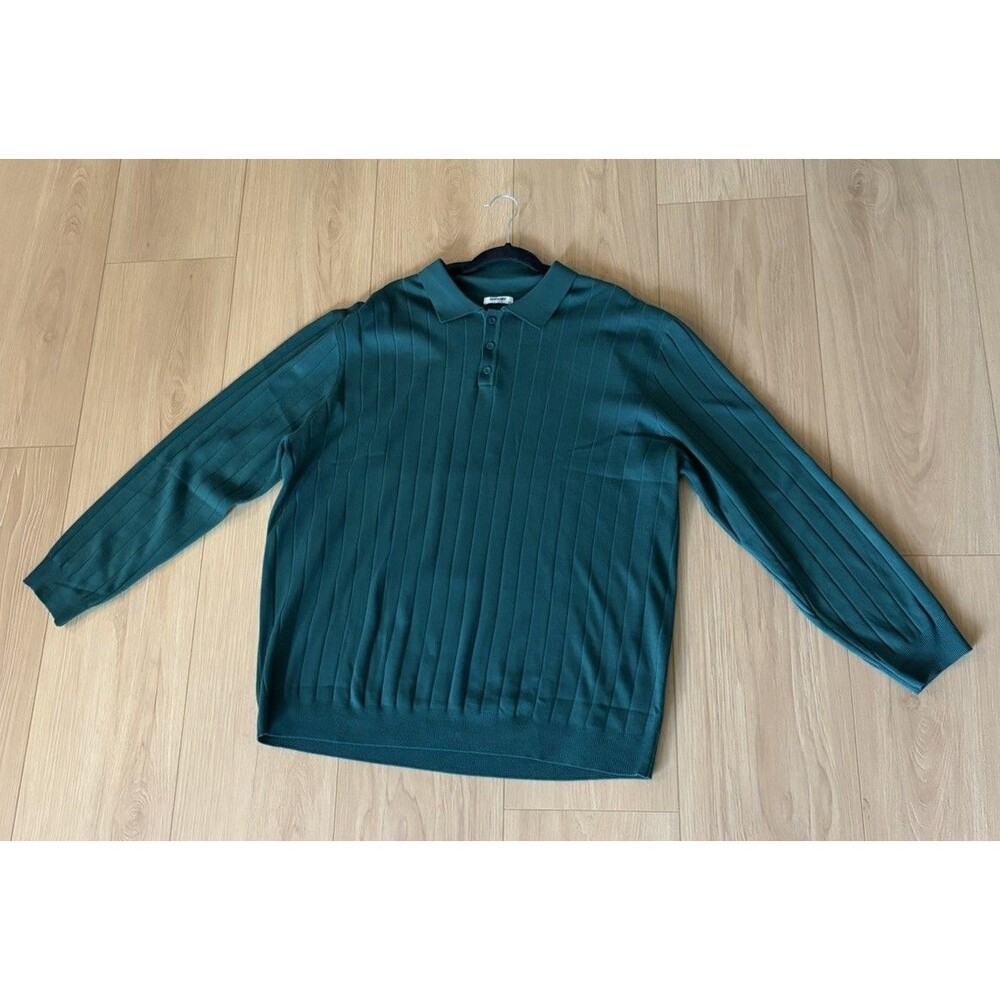 COOFANDY Men's Green Pullover Sweater Collared 3XL